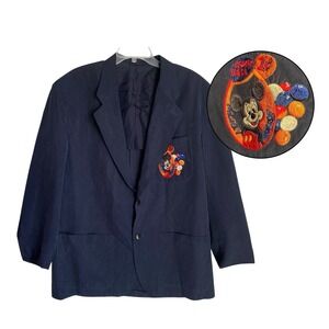 Vintage Iceberg Silk Blazer Men 2XL Mickey Mouse Embroidery